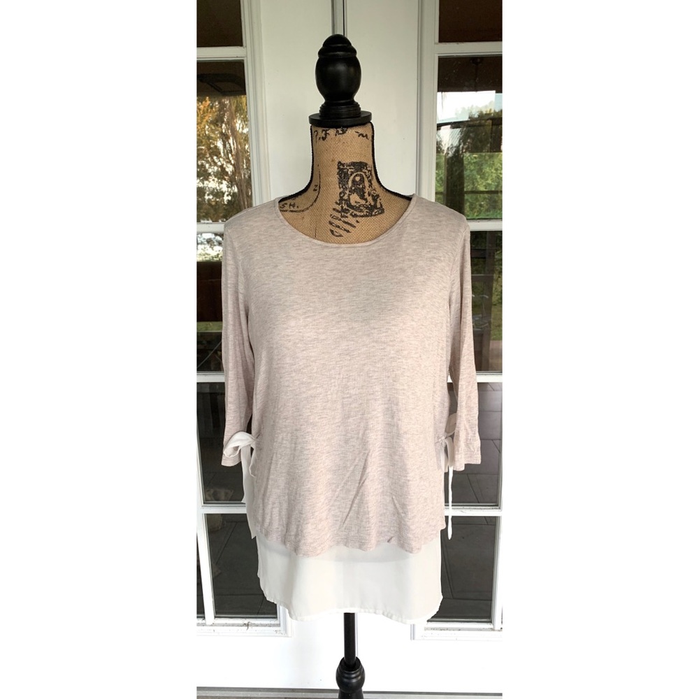 Pebble and Stone Layered Shirt Cream Heathered Size Medium
